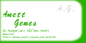 anett gemes business card